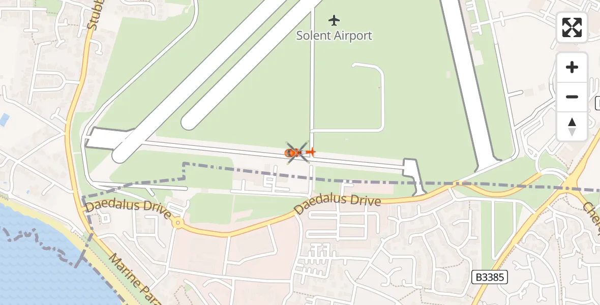 Flight path map showing Coastguard Helicopter route from Solent Airport to Solent Airport