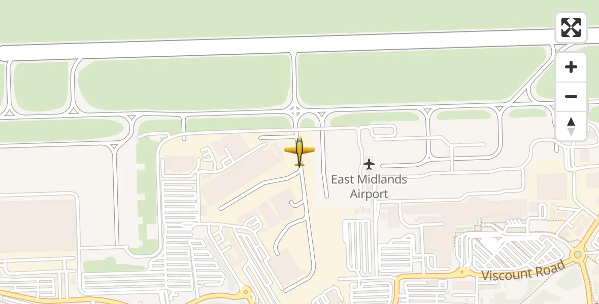 Flight path map showing Police Aircraft route from East Midlands Airport to East Midlands Airport