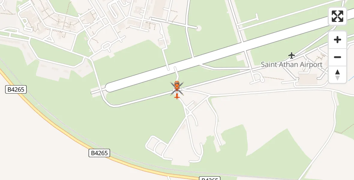 Flight path map showing Coastguard Helicopter route from MOD St Athan to MOD St Athan