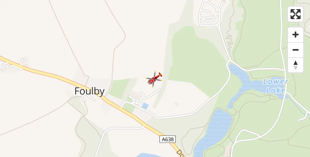 Flight path map showing Air Ambulance Helicopter route from YAA Nostell Helicopter Port to YAA Nostell Helicopter Port