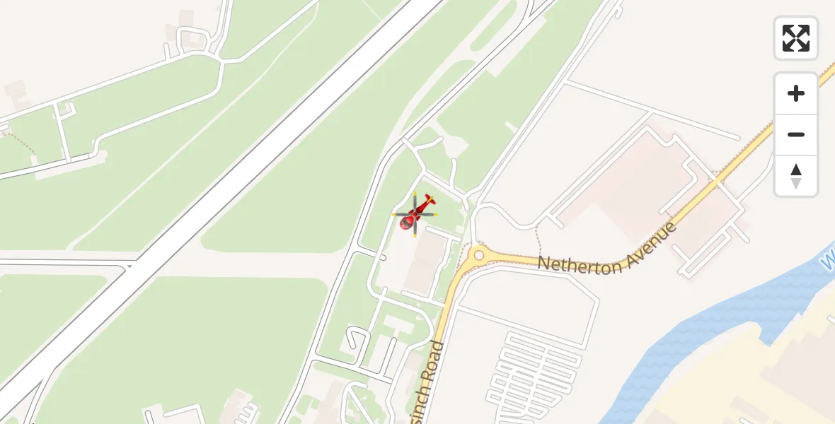 Flight path map showing Air Ambulance Helicopter route from Glasgow Airport to Glasgow Airport