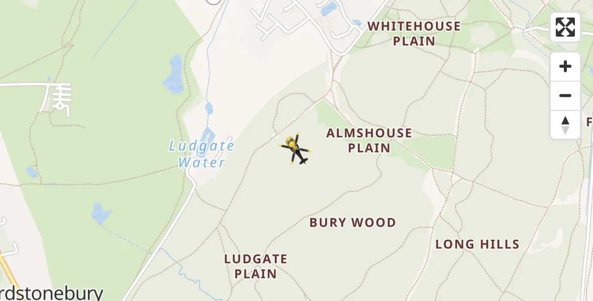 Flight path map showing Police Helicopter route from Sewardstonebury to Sewardstonebury