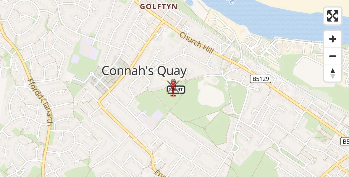 Flight path map showing Air Ambulance Helicopter route from Connah's Quay to Connah's Quay