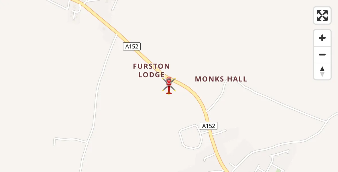 Flight path map showing Air Ambulance Helicopter route from Gosberton to Gosberton