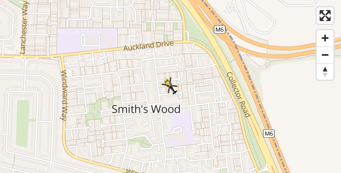 Flight path map showing Police Helicopter route from Smith's Wood to Smith's Wood