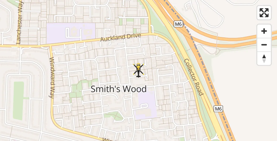 Flight path map showing Police Helicopter route from Smith's Wood to Smith's Wood