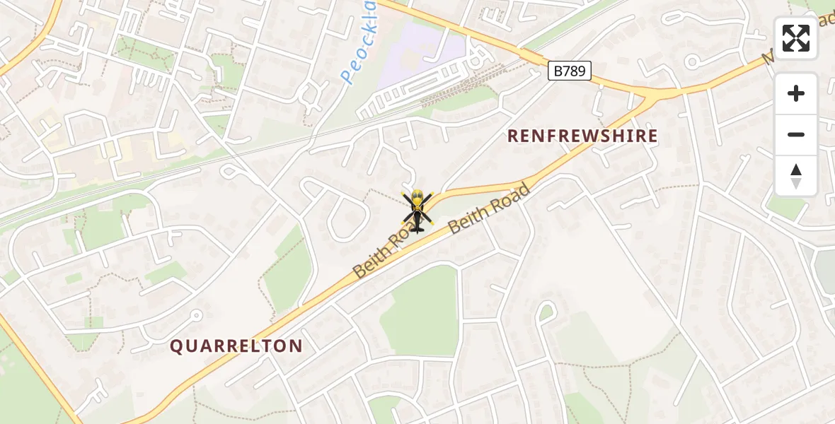 Flight path map showing Police Helicopter route from Johnstone to Johnstone