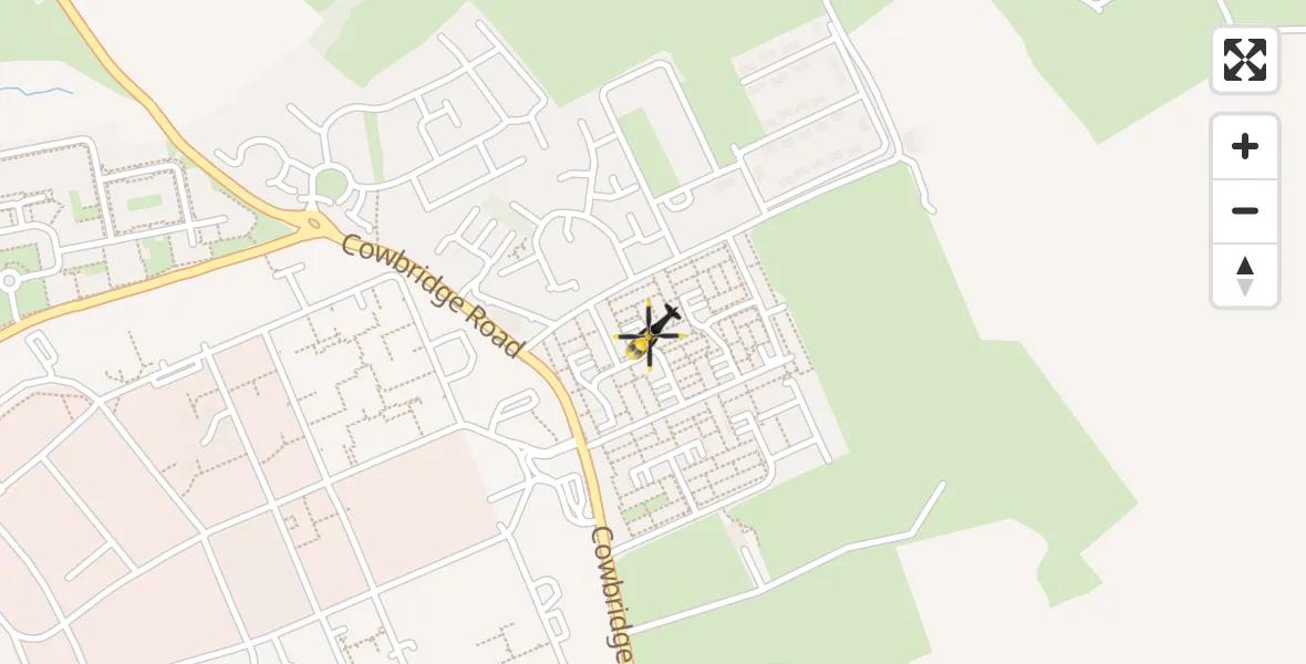 Flight path map showing Police Helicopter route from MOD St Athan to MOD St Athan