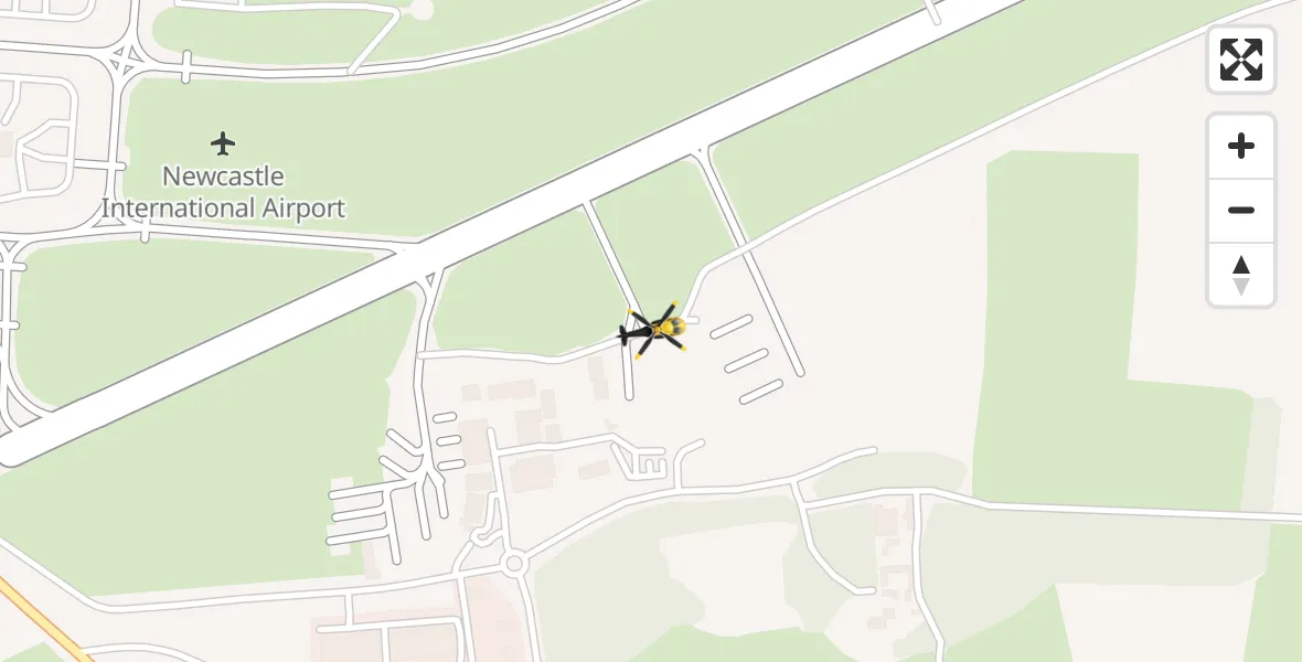 Flight path map showing Police Helicopter route from Newcastle International Airport to Newcastle International Airport