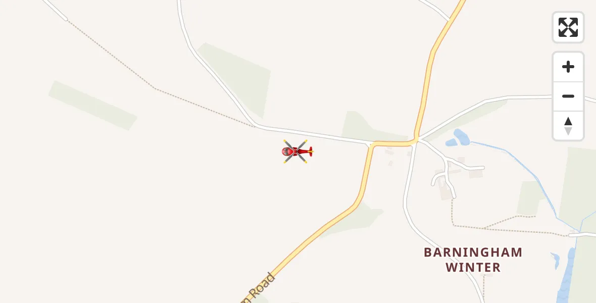 Flight path map showing Air Ambulance Helicopter route from Baconsthorpe to Baconsthorpe