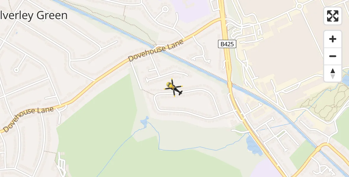 Routekaart van de vlucht: Police Helicopter to Ulverley Green