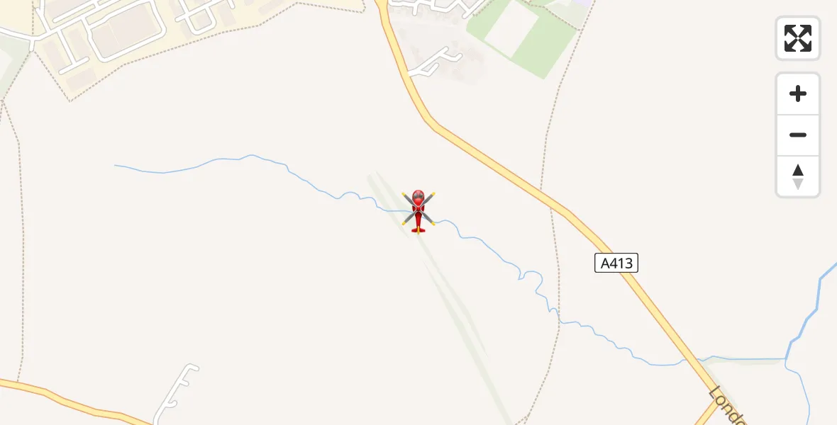 Flight path map showing Air Ambulance Helicopter route from Buckingham to Buckingham