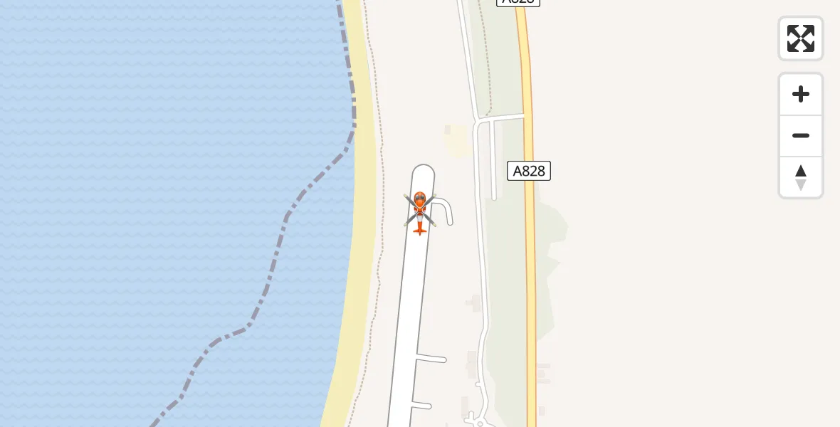 Flight path map showing Coastguard Helicopter route from Oban Airport to Oban Airport