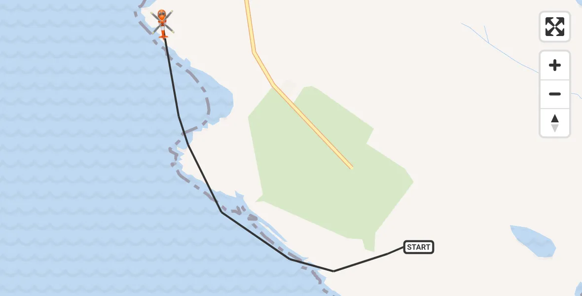 Flight path map showing Coastguard Helicopter route from Inner Seas to Inner Seas
