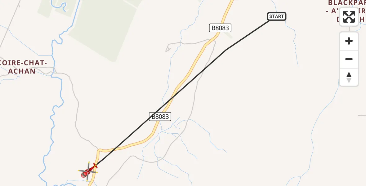 Routekaart van de vlucht: Air Ambulance Helicopter to Broadford - An t-Àth Leathann, B8083