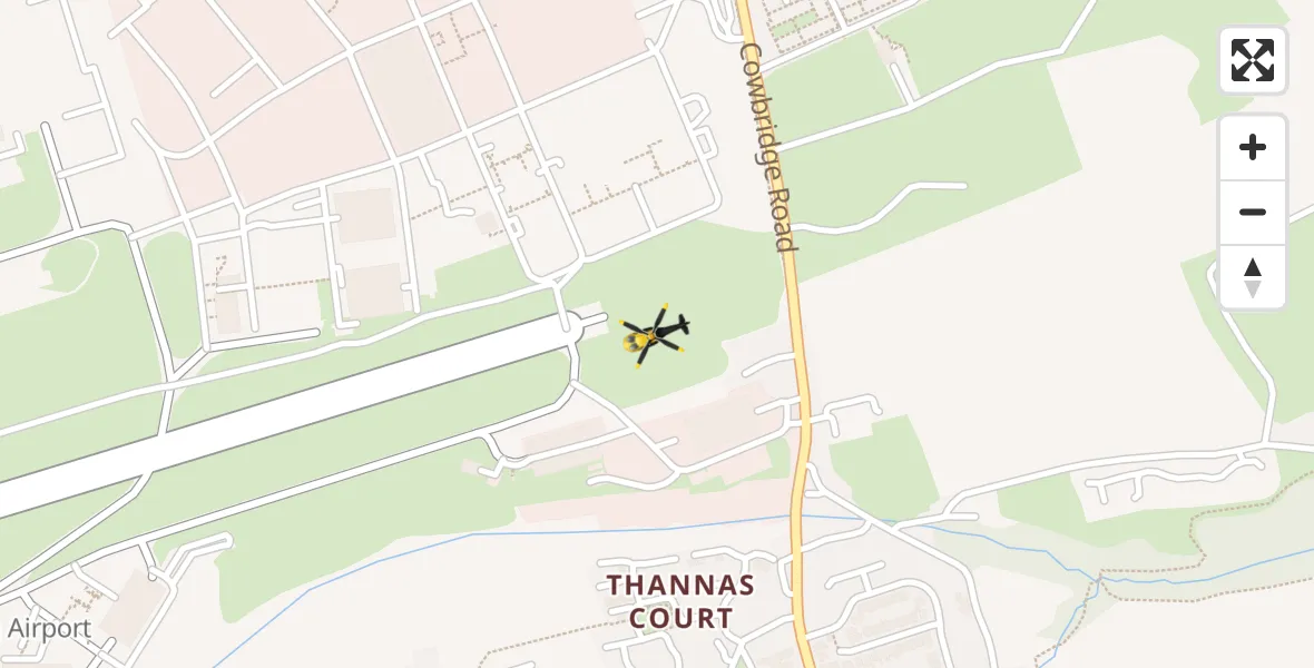 Flight path map showing Police Helicopter route from MOD St Athan to MOD St Athan