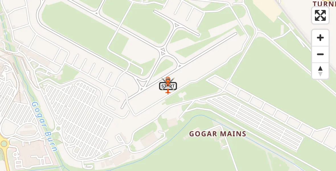 Flight path map showing Coastguard Helicopter route from Edinburgh Airport to Edinburgh Airport