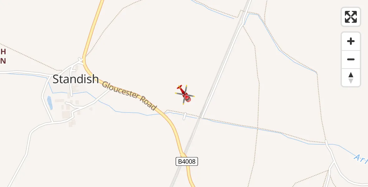 Flight path map showing Air Ambulance Helicopter route from Standish to Standish