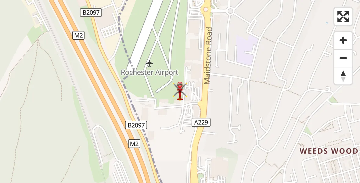 Flight path map showing Air Ambulance Helicopter route from Rochester Airport to Rochester Airport