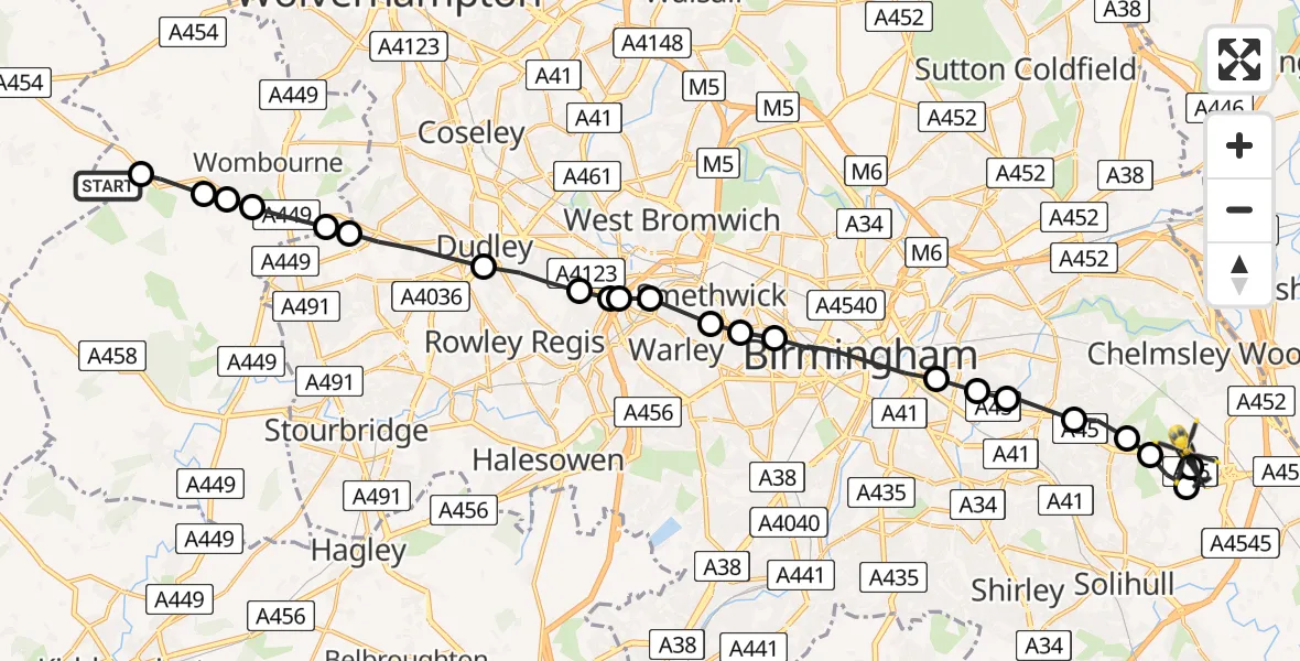 Routekaart van de vlucht: Police Helicopter to Birmingham Airport