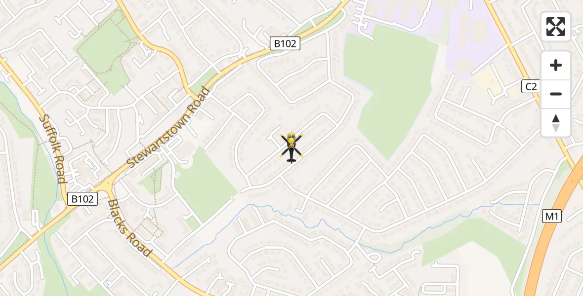 Flight path map showing Police Helicopter route from Belfast to Belfast