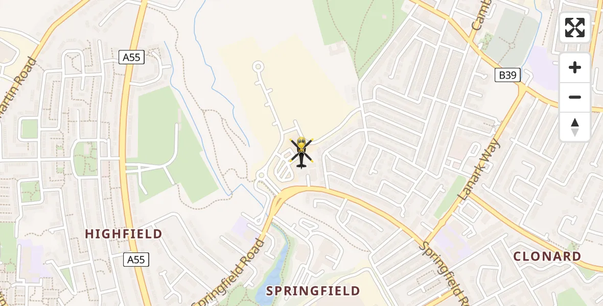 Flight path map showing Police Helicopter route from Belfast to Belfast