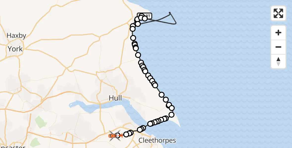 Routekaart van de vlucht: Coastguard Helicopter to Great Limber CP