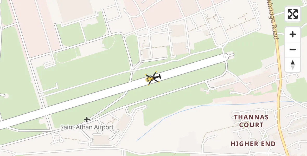 Flight path map showing Police Helicopter route from MOD St Athan to MOD St Athan