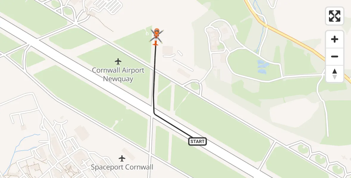 Routekaart van de vlucht: Coastguard Helicopter to Cornwall Airport Newquay