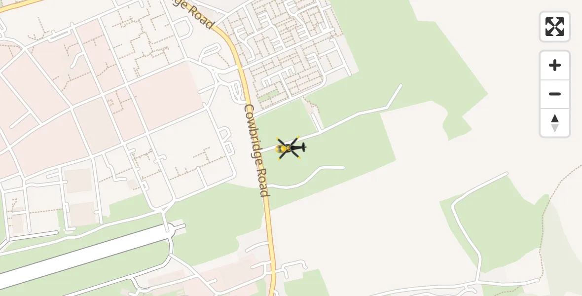 Flight path map showing Police Helicopter route from MOD St Athan to MOD St Athan