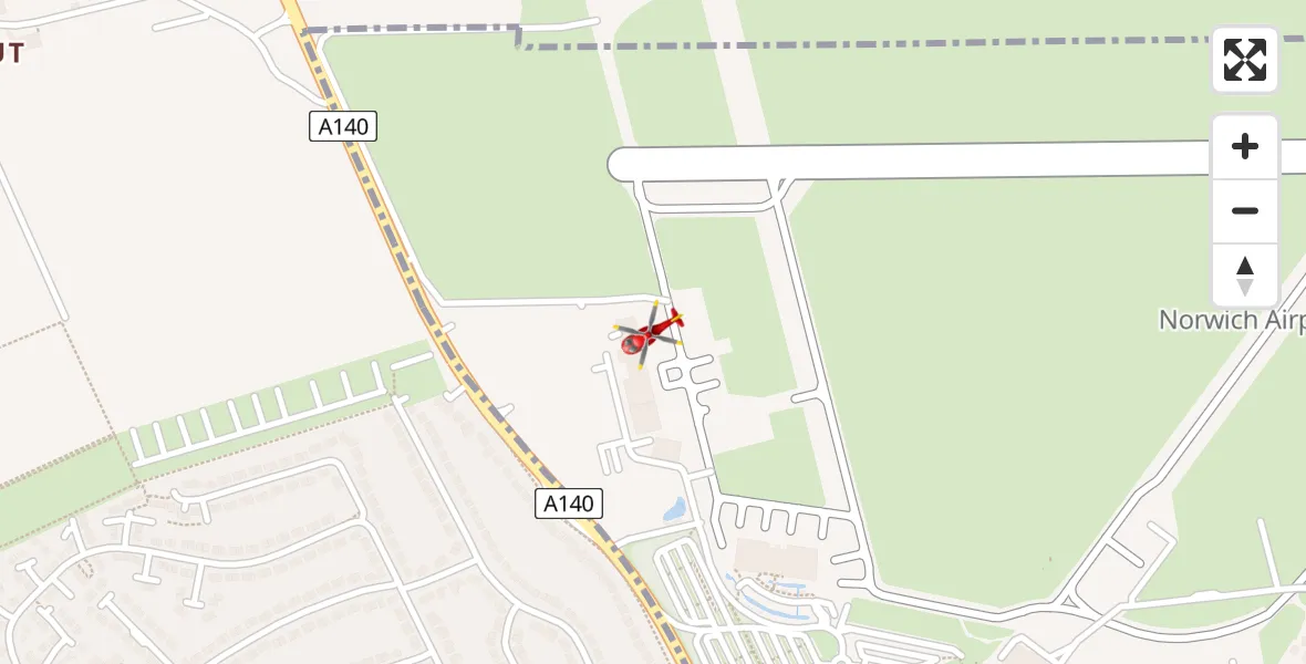 Routekaart van de vlucht: Air Ambulance Helicopter to Norwich Airport