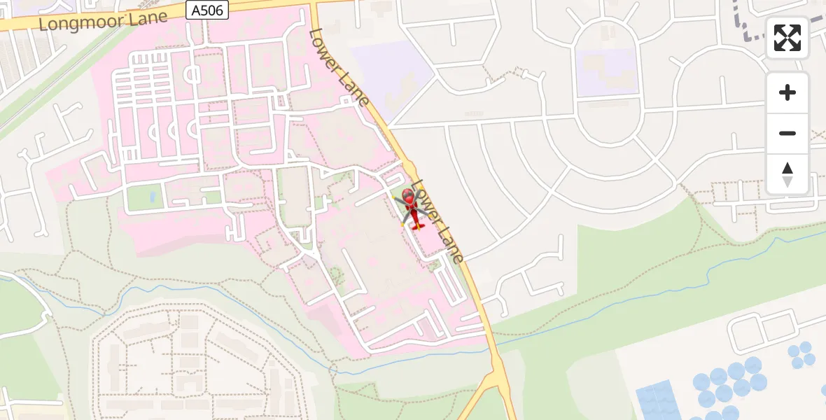 Flight path map showing Air Ambulance Helicopter route from Aintree University Hospital Heliport to Aintree University Hospital Heliport