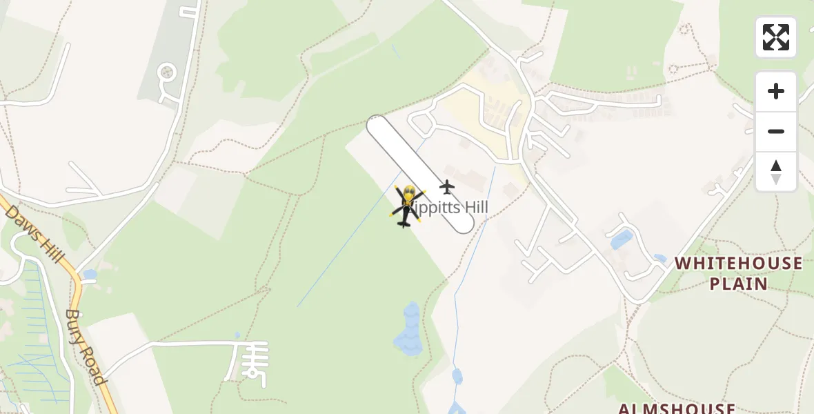 Flight path map showing Police Helicopter route from Metropolitan Police Air Support Unit Lippitts Hill to Metropolitan Police Air Support Unit Lippitts Hill