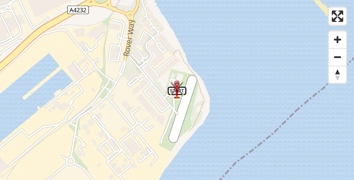 Flight path map showing Air Ambulance Helicopter route from Cardiff Heliport to Cardiff Heliport