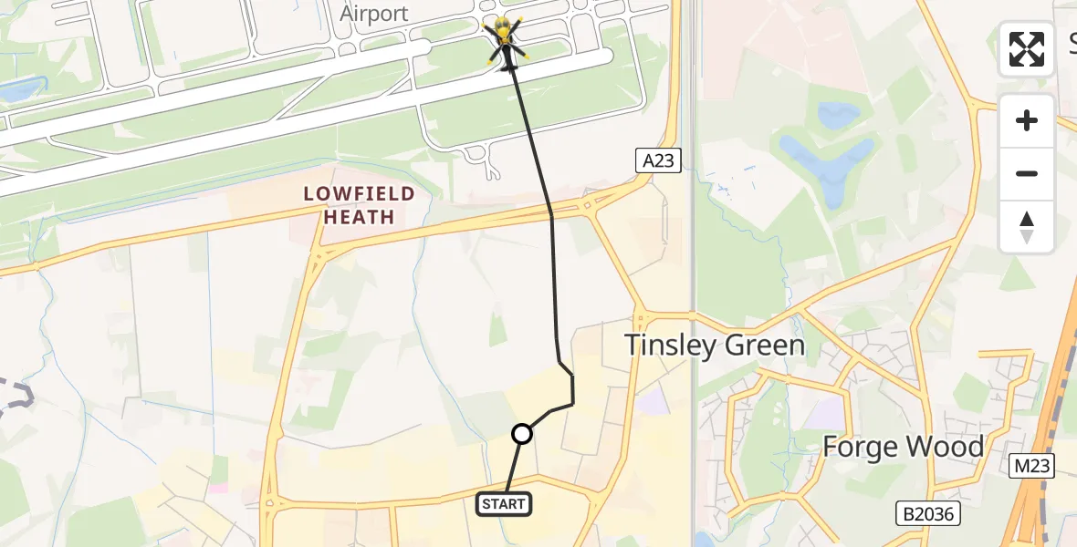 Routekaart van de vlucht: Police Helicopter to London Gatwick Airport