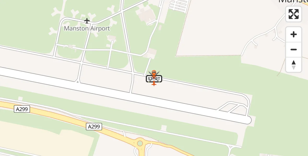 Flight path map showing Coastguard Helicopter route from Manston Airport to Manston Airport