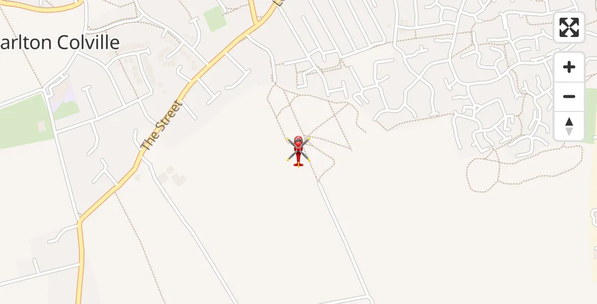 Flight path map showing Air Ambulance Helicopter route from Carlton Colville to Carlton Colville