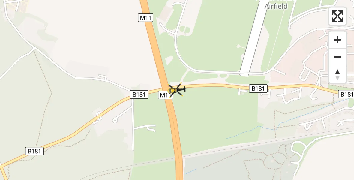 Routekaart van de vlucht: Police Helicopter to North Weald Airfield