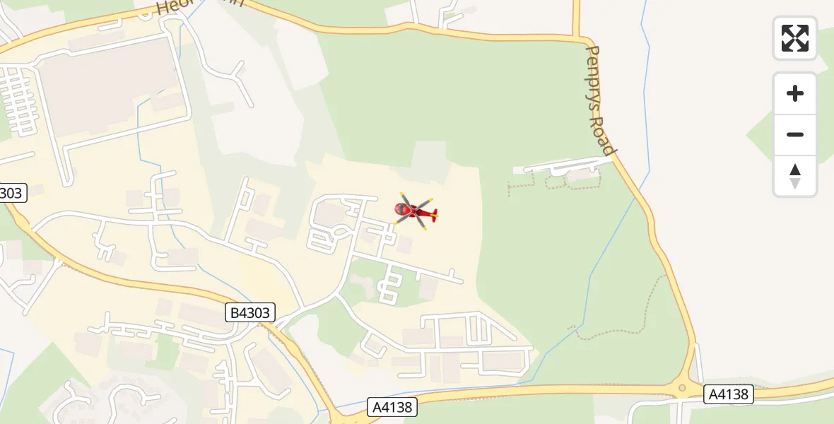 Flight path map showing Air Ambulance Helicopter route from Dafen to Dafen