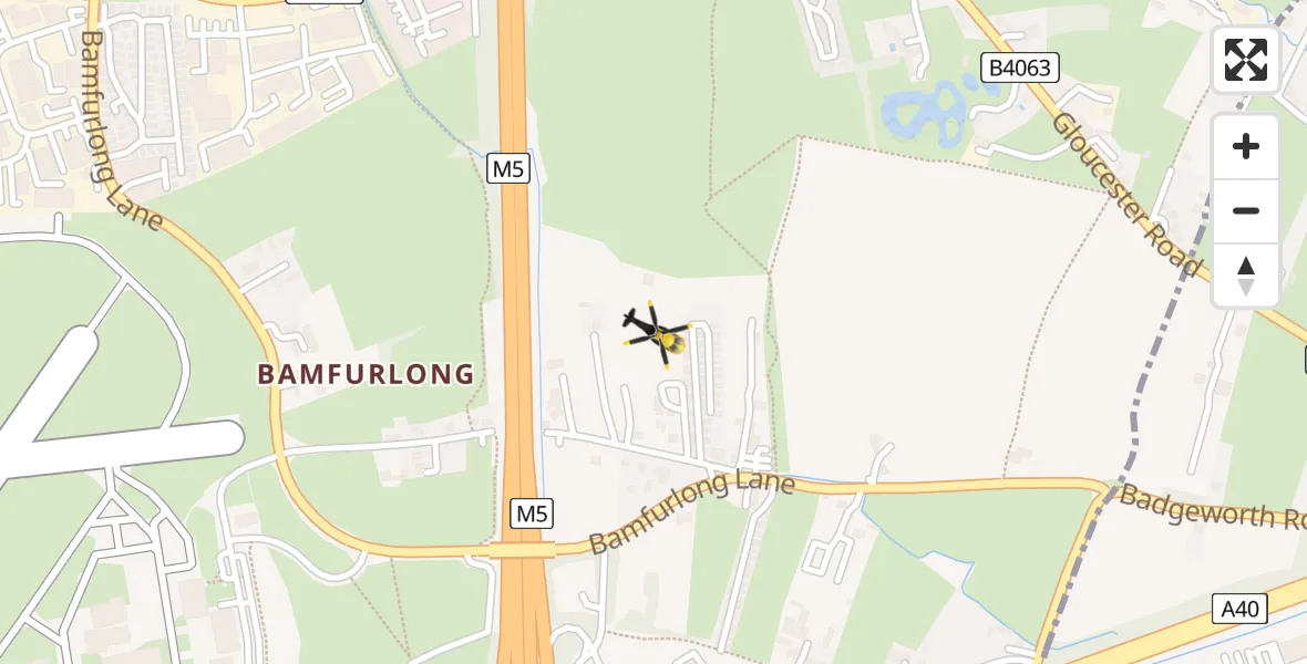 Flight path map showing Police Helicopter route from Staverton to Staverton