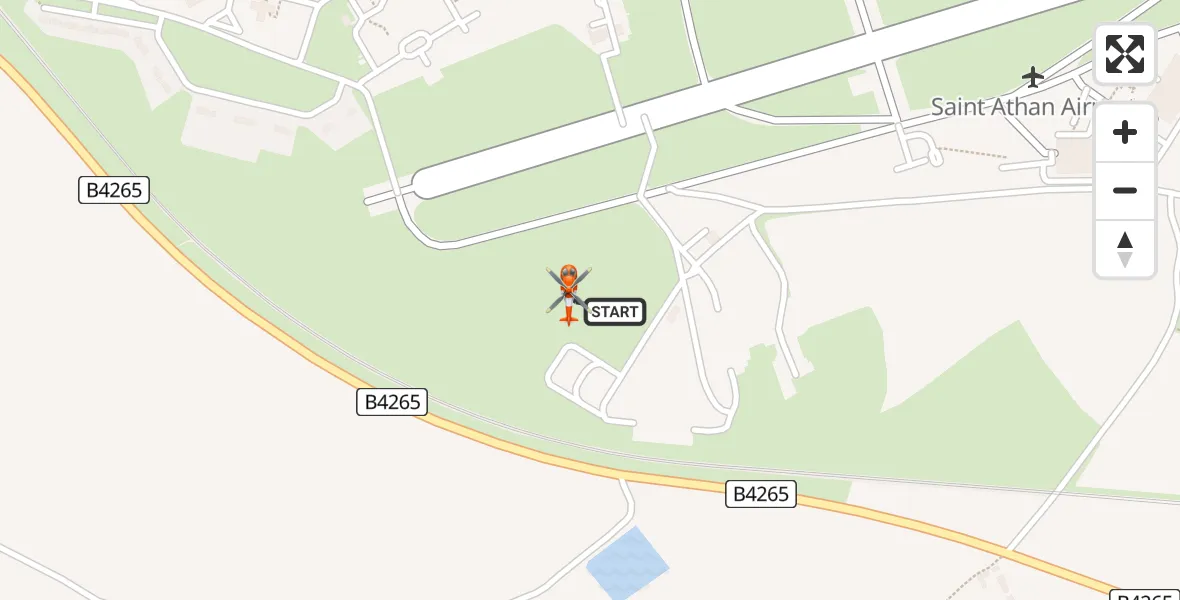 Flight path map showing Coastguard Helicopter route from MOD St Athan to MOD St Athan