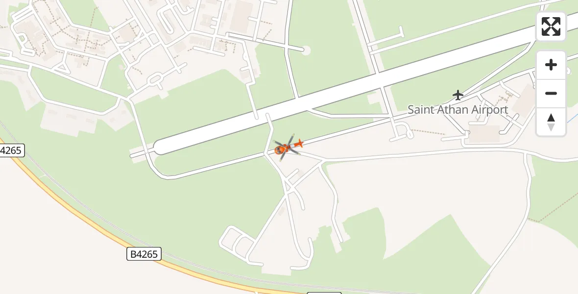 Flight path map showing Coastguard Helicopter route from MOD St Athan to MOD St Athan