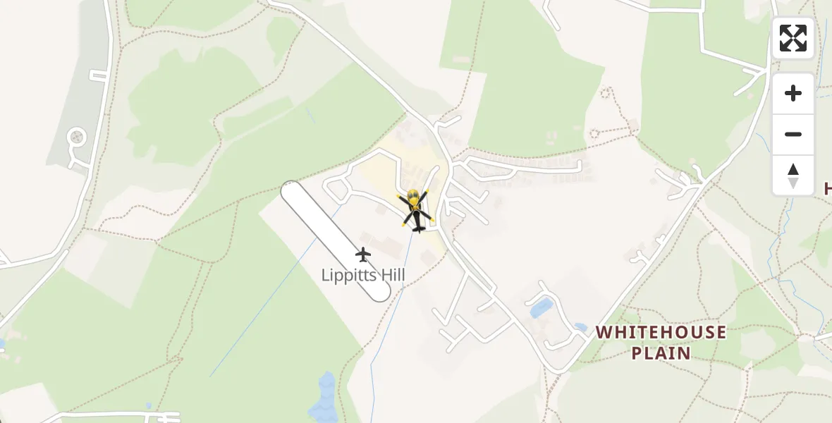 Flight path map showing Police Helicopter route from Metropolitan Police Air Support Unit Lippitts Hill to Metropolitan Police Air Support Unit Lippitts Hill