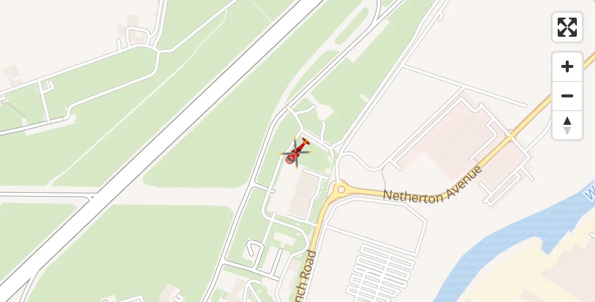 Flight path map showing Air Ambulance Helicopter route from Glasgow Airport to Glasgow Airport