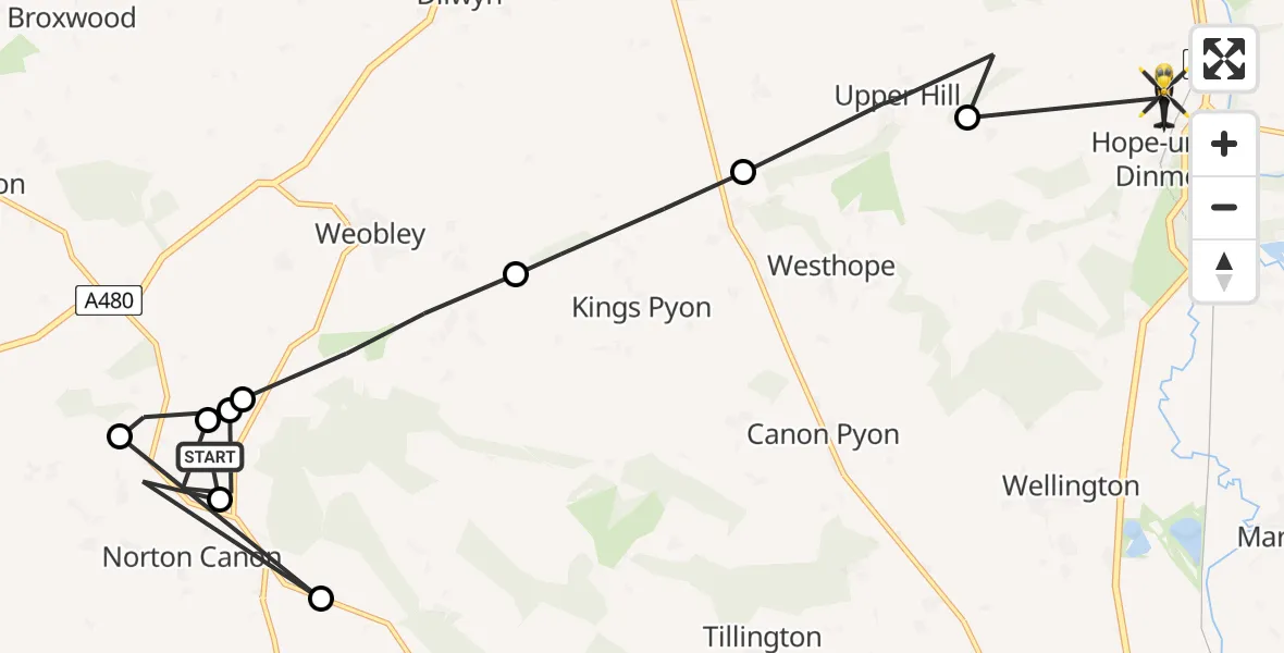 Routekaart van de vlucht: Police Helicopter to Hope under Dinmore, Cherrybrook Close