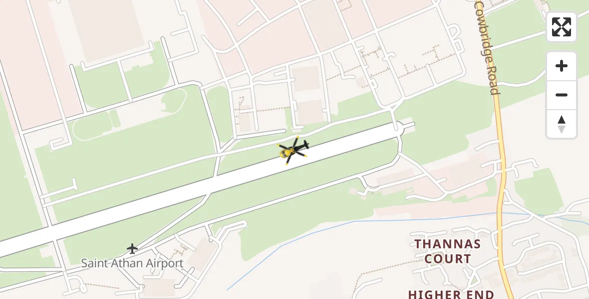 Flight path map showing Police Helicopter route from MOD St Athan to MOD St Athan