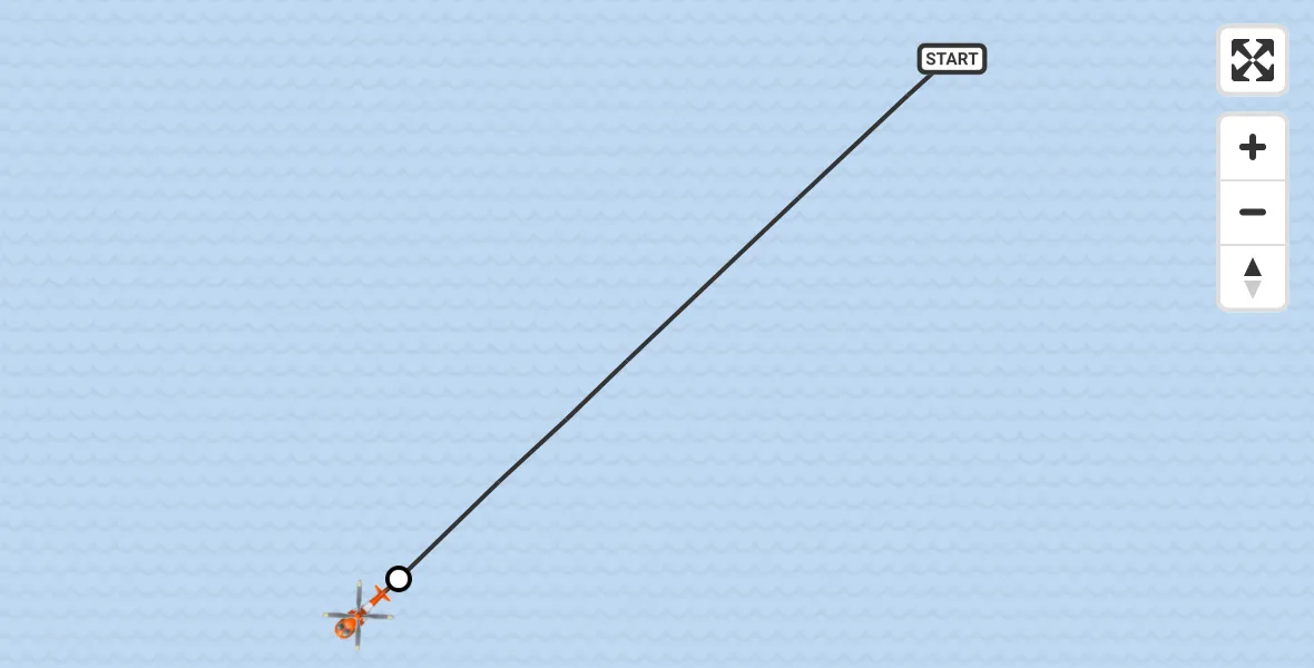 Flight path map showing Coastguard Helicopter route from Inner Seas to Mealabost