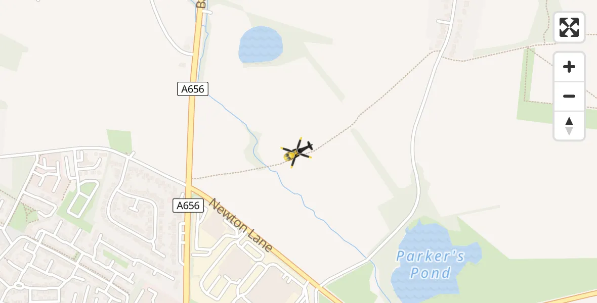 Routekaart van de vlucht: Police Helicopter to Ledston