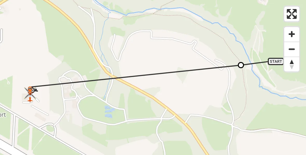 Flight path map showing Coastguard Helicopter route from Talskiddy to Cornwall Airport Newquay