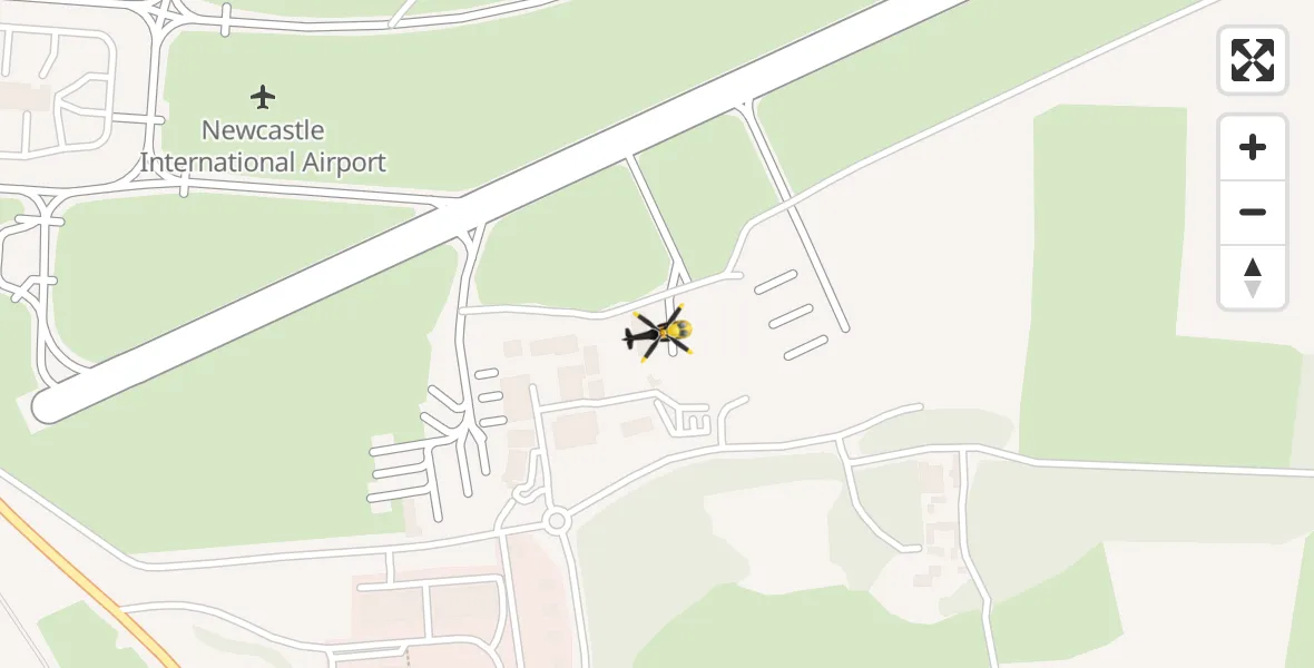Routekaart van de vlucht: Police Helicopter to Newcastle International Airport